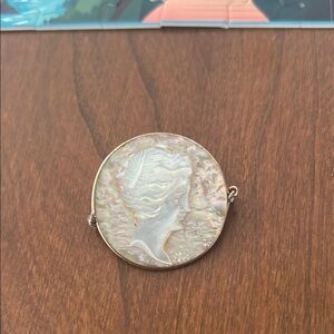 Elegant Mother of Pearl Cameo Brooch